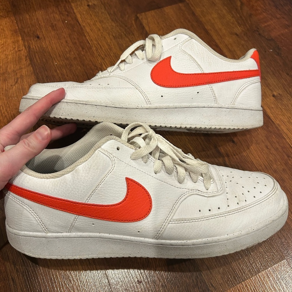 Nike Court Vision Mens Red White Low Size 12 Casual Sneakers - Picture 1 of 7